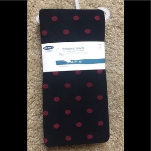 Polka dot tights size small/medium black/red